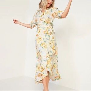Floral Wrap Dress With Tie Belt